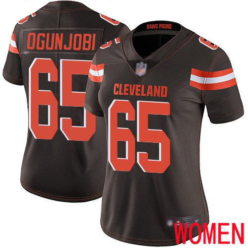 Cleveland Browns Larry Ogunjobi Women Brown Limited Jersey #65 NFL Football Home Vapor Untouchable